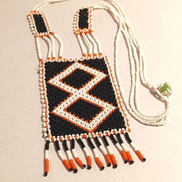 Hand Beaded Indigenous Community Seed Bead Necklace - Picture 1 of 4